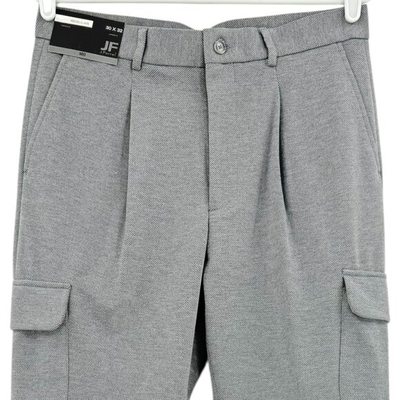 J. Ferrar Men's Regular Fit Stretch Pleated Gray Twill Cargo Pants 30x32 NWT $80 - Picture 3 of 12
